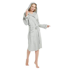 Spring and Autumn Women Robes Plus Size Simple Knit Cotton Hooded Bathrobe Female Thin Long Sleeve Bath Robe 5XL