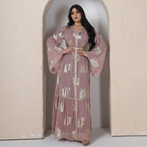 European and American fashion large size dress Middle East Dubai bronzing chiffon muslim women's robe