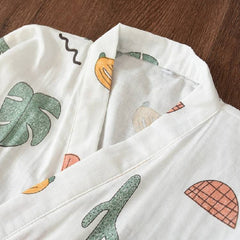 بيجامة نسائية يابانية رداء كيمونو صيفي جديد رداء كوري نسائي من القطن الشاش رداء نوم غير رسمي رقيق أردية حمام منقوشة بالزهور