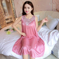 See Through Summer Plus Size Women Sleepwear Female Nightdress for Lady Nightwear Silk Satin Nightgowns #40