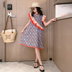 Girls' skirt summer ice silk cotton dress summer texture high-quality bohemian style polo skirt net red