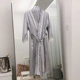 Dressing gown female bride bridesmaid group wedding home nightgown spring and autumn ice silk long bathrobe sexy lace