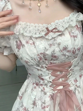 Women's clothing 2023 summer new French style sweet floral high waist slimming chiffon embroidery mid-length dress