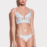 New European and American sexy underwear gathered deep V stereo net yarn breathable steel ring bra set