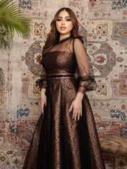 Black elegant mesh bronzing waist dress