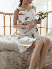 Sexy Ladies Nightdress Tube Top Sling Pajamas Feather Homewear Short Skirt