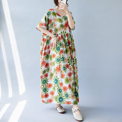 Garden style floral dress 150 pounds 180 pounds fat mm large size women temperament long skirt