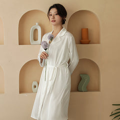 Spot silk nightgown women spring and summer long sleeved thin style bathrobe ladies silk ice silk home wear