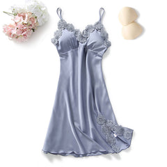 Sexy Sleeveless Sling Pajamas Summer Women's Gathering Satin Chiffon Pajamas V-neck Halter Nightgown Casual Nightdress Pajamas