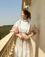 Cutout Lace Panel Pleated Dress