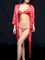 European and American women's simulation silk nightgown and bra set J2JX1308YML