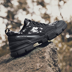 New top layer cowhide + camouflage cloth large size hiking outdoor shoes