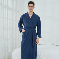 Waffle bathrobe, sauna suit, women's thin nightgown, long couple's home dress, hotel bathrobe, man