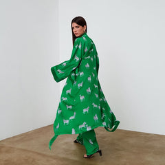 Sleepwear Women Pajama Sets Womens Outfits Animal Print Zebra Pattren Trouser Suits Satin Women's Nightgown Flare Sleeve Nightie