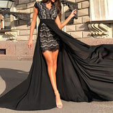 European and American women's clothing short-sleeved V-neck dress slim dress