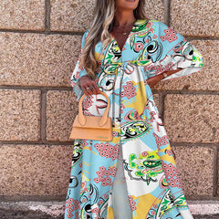 New Amazon European and American cross-border foreign trade women's clothing spring and summer leisure vacation style V-neck printed dress