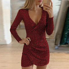 Fashion Sexy Dress Sequin Dresses Women Plus Size Vestidos Casual Dresses Bodycon Dresses Short Party Dress Elegant Dress Women