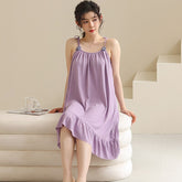 Big Yards M-5XL Sexy Spaghetti Strap Women Nightgowns Cotton Night Dress Casual Home Dress Night Shirt Sleepwear Nightwear 4XL