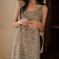 Korean Style Night Dress Women Sleepwear Girls Summer 2021 Nightgown Ladies Cute Sweet Floral Print Skirt Homewear Night Sling