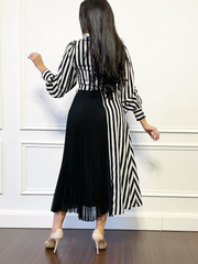 black and white striped dress