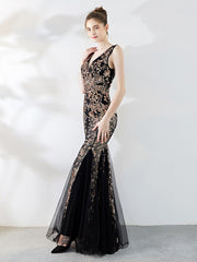 سيدتي فستان سهرة طويل مثير مزين بالترتر والتطريز من جاكوبس