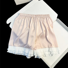 Ladies Sexy Sweet Snow Silk Short Sleeve Shorts Silky Casual Homewear Set