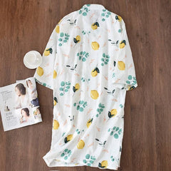New design Fresh kimono robes women Summer bathrobes 100% Gauze cotton thin casual Floral women nightgowns Japanese bath robes