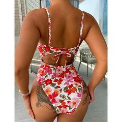 Sexy Printed One Piece Swimsuits Women Underwire Bikinis Bathing Suits 2022 New V Neck Swimming Beachwear Female Bather Swimwear