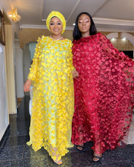 African women's dress three-dimensional embroidery large size long skirt + elastic vest long skirt