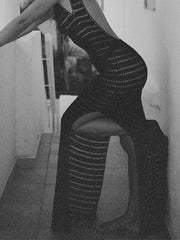 Women Sexy Hollow Out Bodycon Slit Party Beach Cover Up Backless Dress