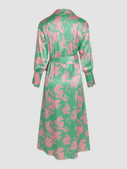 Printed color contrast sweet waist dress