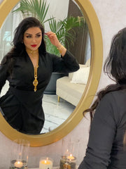 Black Elegant Satin Fitted Dress