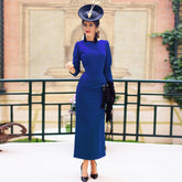 European and American spring simple halter V-neck split retro elegant evening dress with contrasting buttons slim dress Hot Sale spot goods Fashion