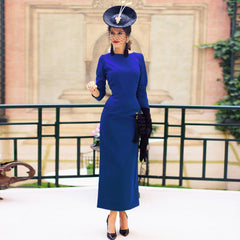 European and American spring simple halter V-neck split retro elegant evening dress with contrasting buttons slim dress Hot Sale spot goods Fashion