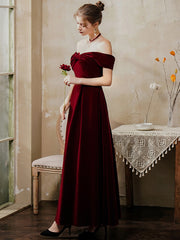 Ladies velvet mid-length tube top one shoulder banquet evening dress LX451