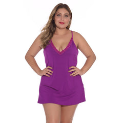 التجارة الخارجية الأوروبية والأمريكية حجم كبير فستان النوم الناعم غطاء الإناث البطن العميق الخامس الدانتيل حافة حمالة فستان النوم خدمة المنزل