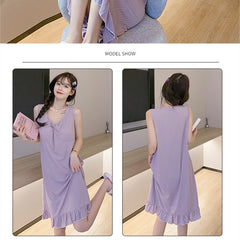 New solid color sweet style vest sleeveless nightdress