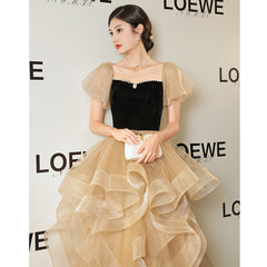 Champagne evening dress women's spring banquet temperament celebrity art examination annual meeting host coming-of-age ceremony Korean fashion dress