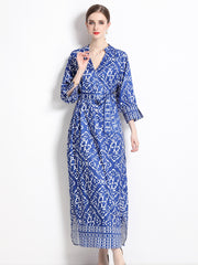 6009 real shot spot European and American fashion loose positioning printed dress