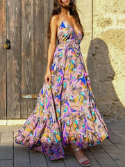 ملابس نسائية أوروبية وأمريكية فستان بحمالات عميق جديد على شكل حرف V تنورة ميدي رفيعة