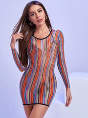 Sexy women's pajamas transparent camouflage bag long-sleeved short skirt plus size one-piece short skirt