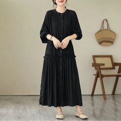 Plus size women's clothing 2023 autumn new fat MM and thin solid color long dress