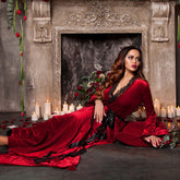 Amazon gold velvet autumn and winter long sexy pajamas women's home clothes thick nightdress long robe 75175