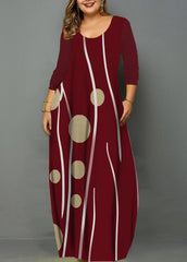 2022 جديد الأمازون الربيع والخريف تنورة طويلة كم طويل الخامس الرقبة ريترو سليم صالح ماكسي تنورة ثلاثية الأبعاد الطباعة أوروبا وأمريكا