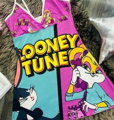 خدمة منزلية أوروبية وأمريكية فستان نوم للرياح مطبوع عليه رسوم متحركة سترة بحمالات تنورة منزلية