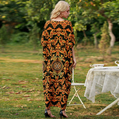 فستان نسائي صيفي بوهو ماكسي مقاس كبير فستان عطلة الشاطئ طباعة فستان فضفاض رداء حفلة فستان طويل رداء نسائي غير رسمي موضة فستان كبير الحجم رداء