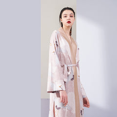 Spring and autumn new antique Hanfu pajamas ladies mid-length re-crane nightgown ice silk home service