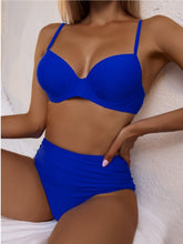 ملابس سباحة بكيني صلبة بخصر عالٍ بيكيني أوروبي وأمريكي بحزمة صلبة بسلك داخلي عالي الخصر بلون سادة