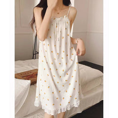 Sling nightdress female summer sexy floral pastoral style pajamas home service