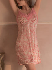 Women's Underwear Deep V Lace Leopard Print Sling Nightdress Women's Short Skirt Home Wear